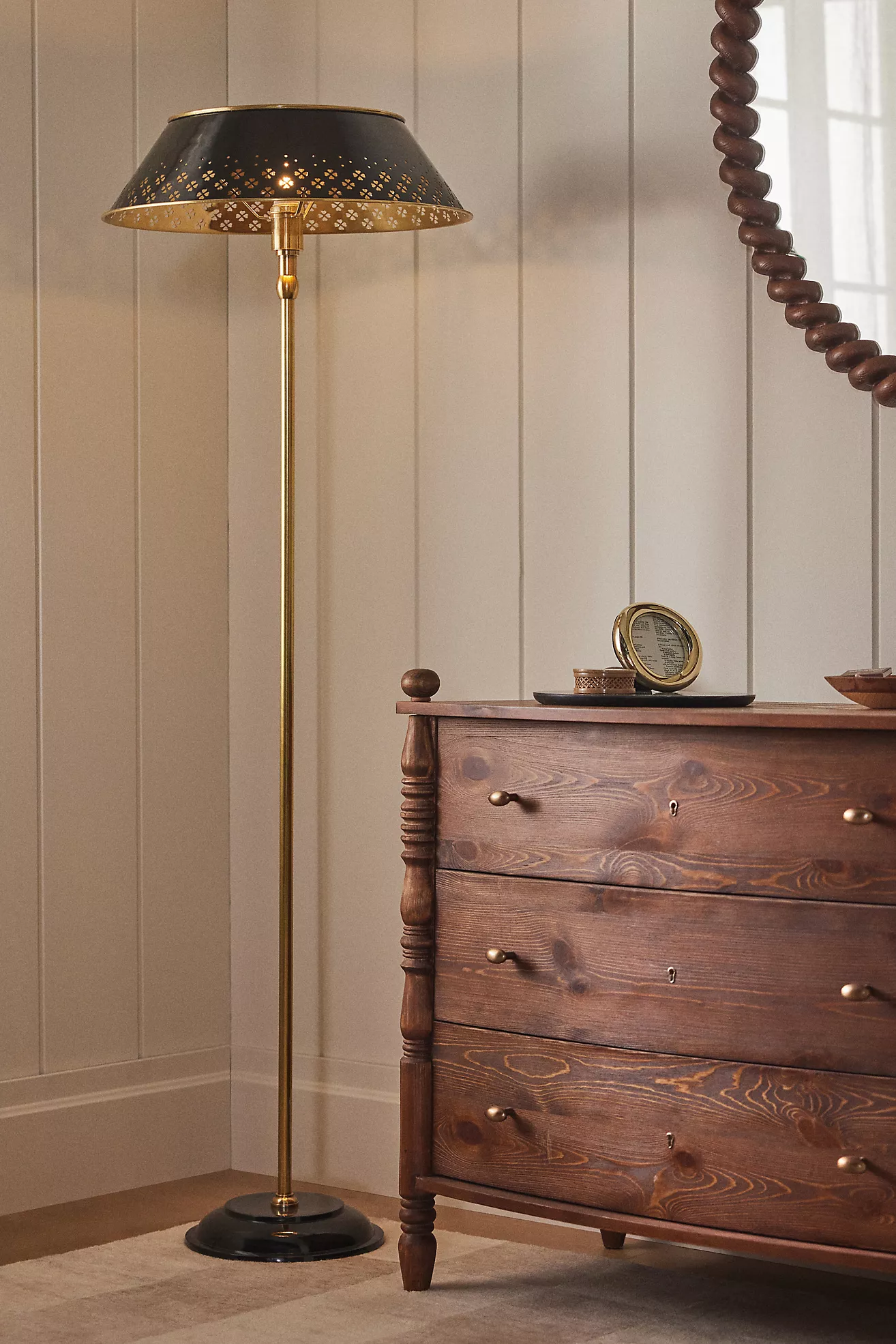 Amilia Enameled Brass Perforated Floor Lamp