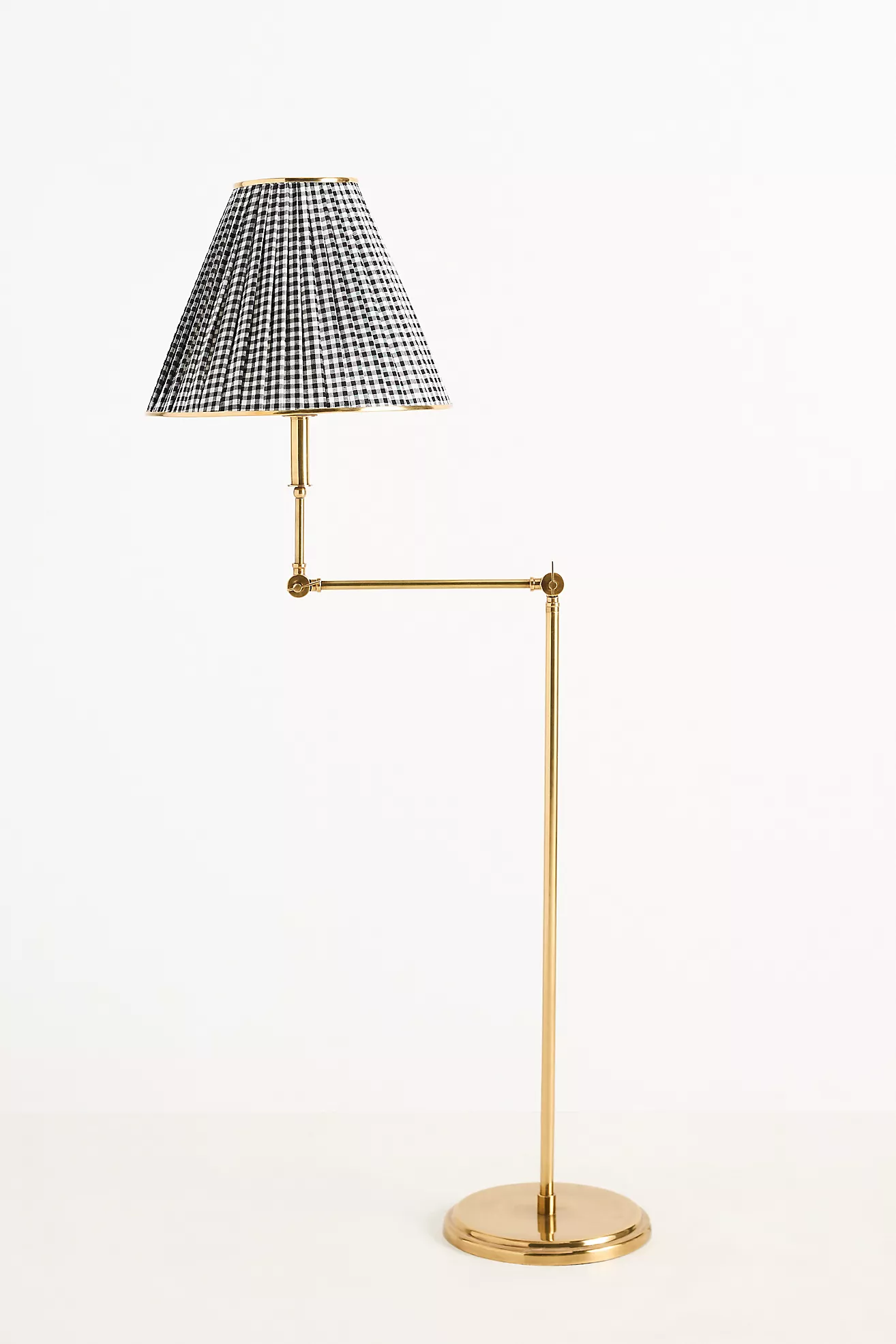 Lee Ruched Articulating Printed Shade Brass Floor Lamp