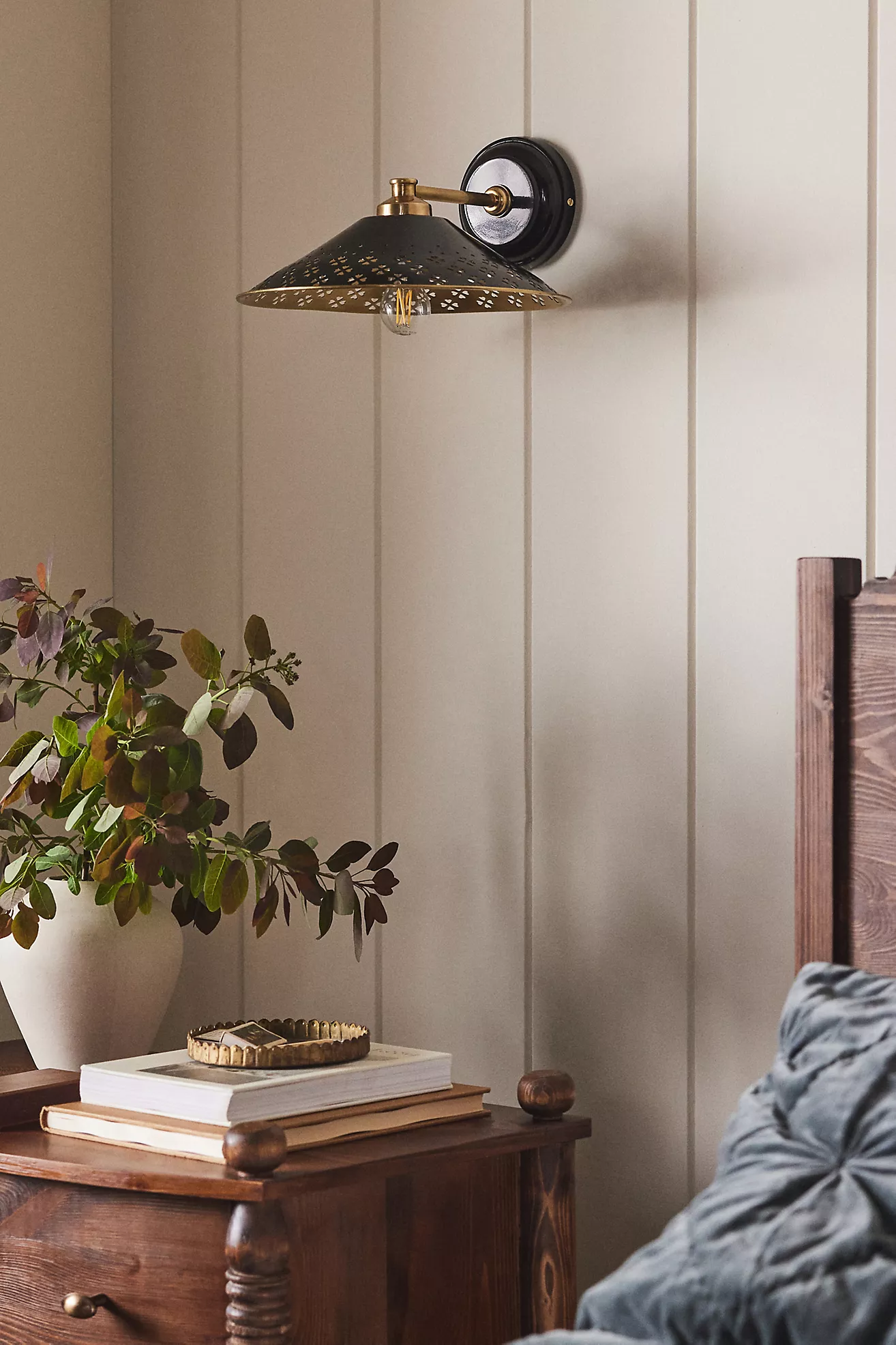 Amilia Enameled Brass Perforated Sconce Wall Light