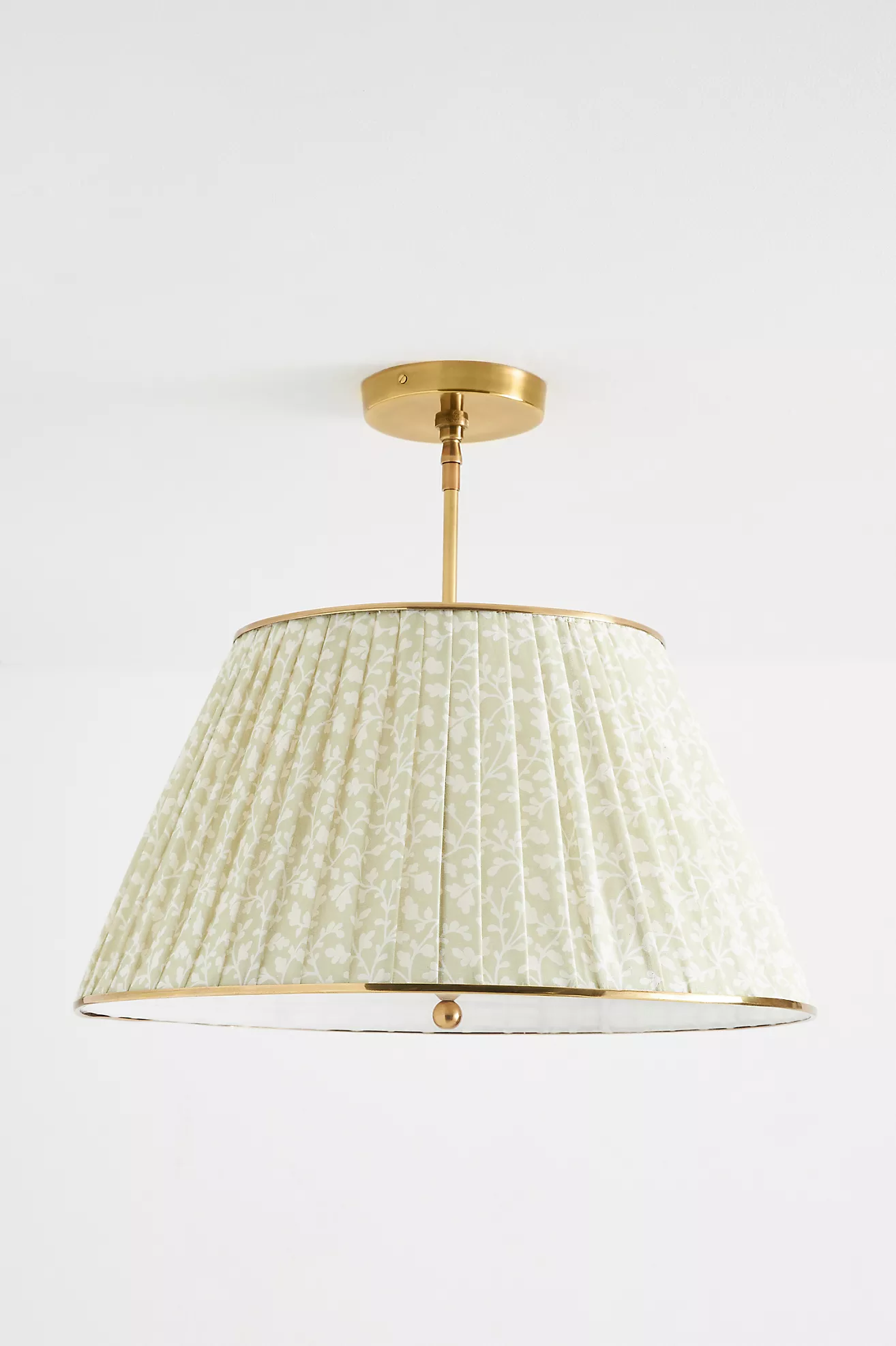 Lee Brass 24" Ruched Printed Semi-Flush Mount Pendant Light