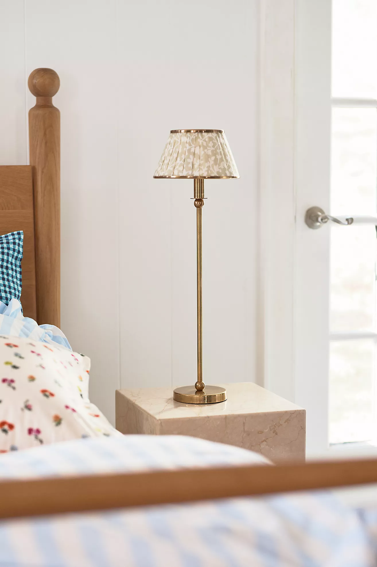 Lee Ruched Printed Shade Brass Table Lamp