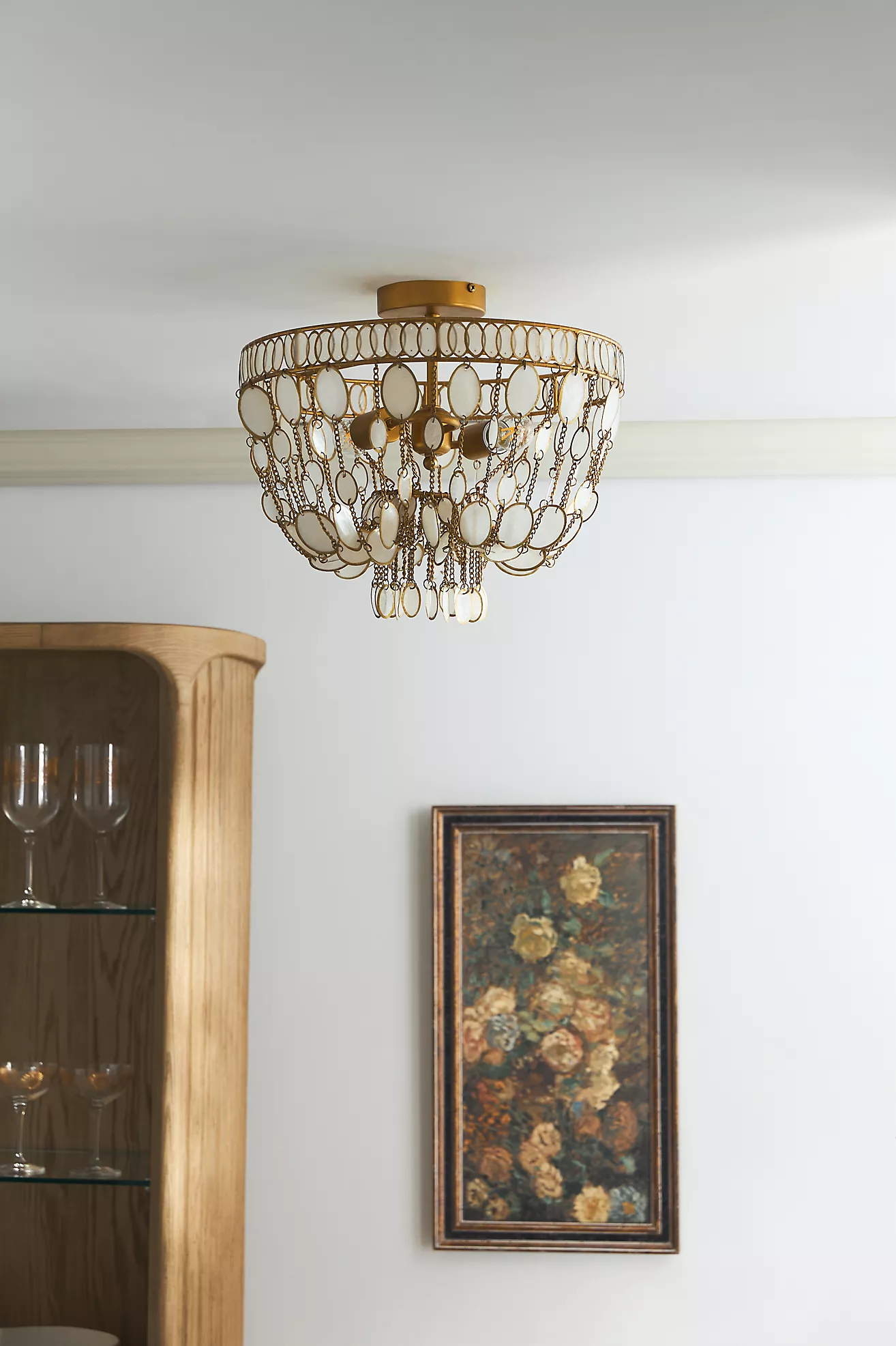 Oval Capiz Flush Mount