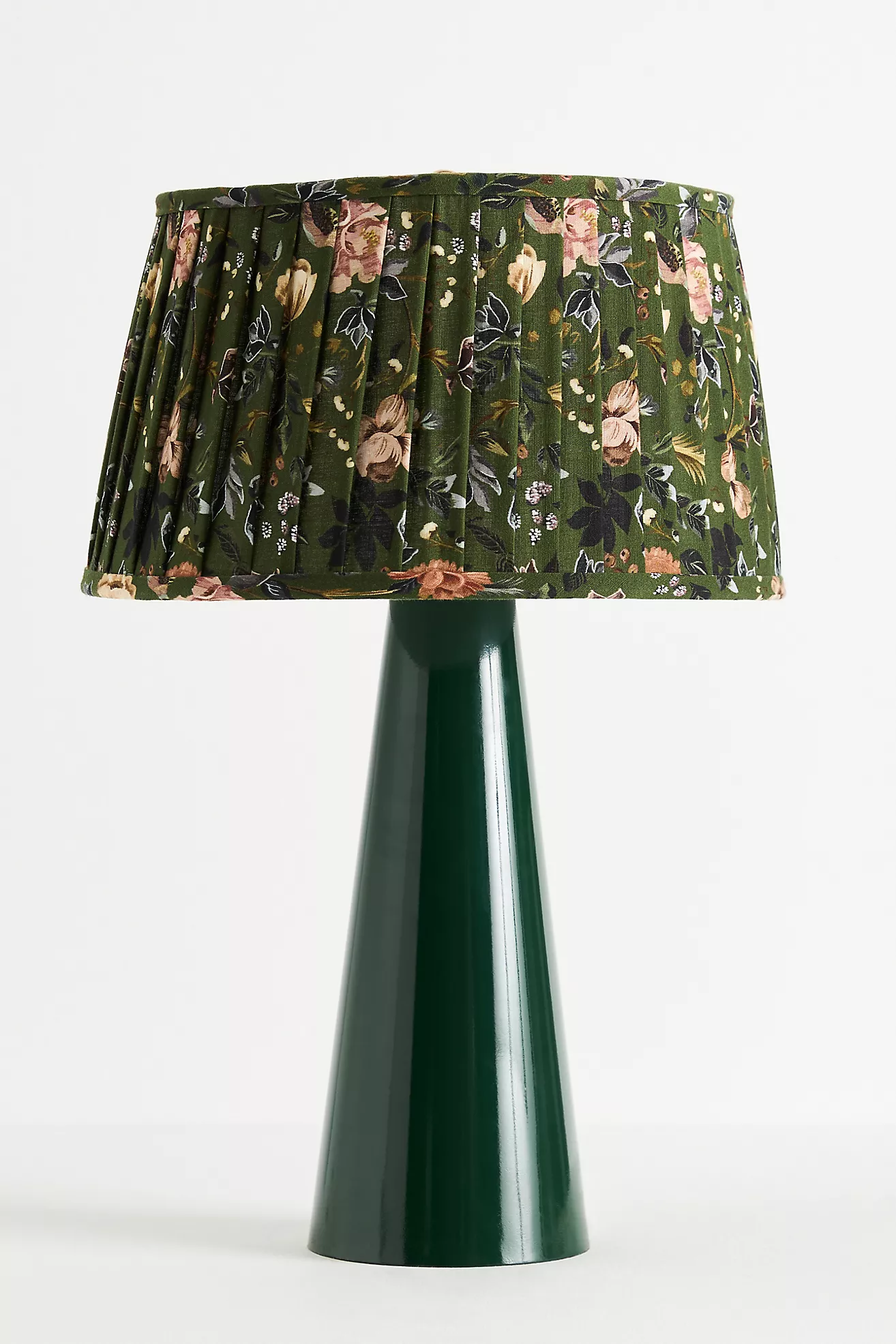 Avalina Enameled Metal Printed Pleated Shade Table Lamp