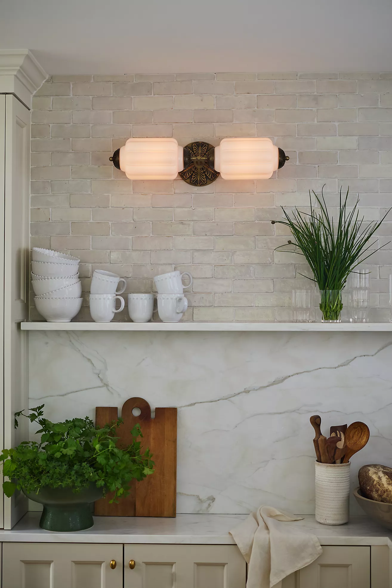 The Eloise Scallop Milk Glass Vanity Sconce Wall Light
