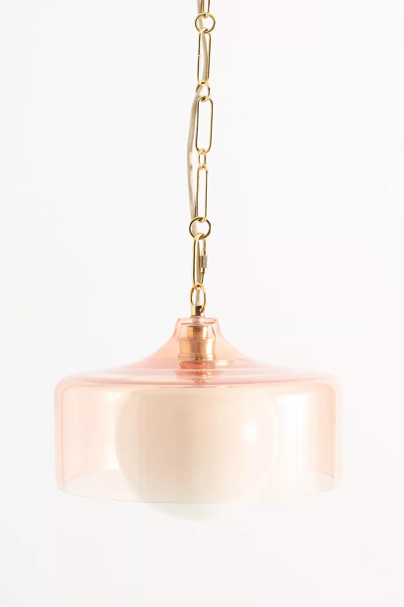 Morgan Glass & Brass Pink Pendant