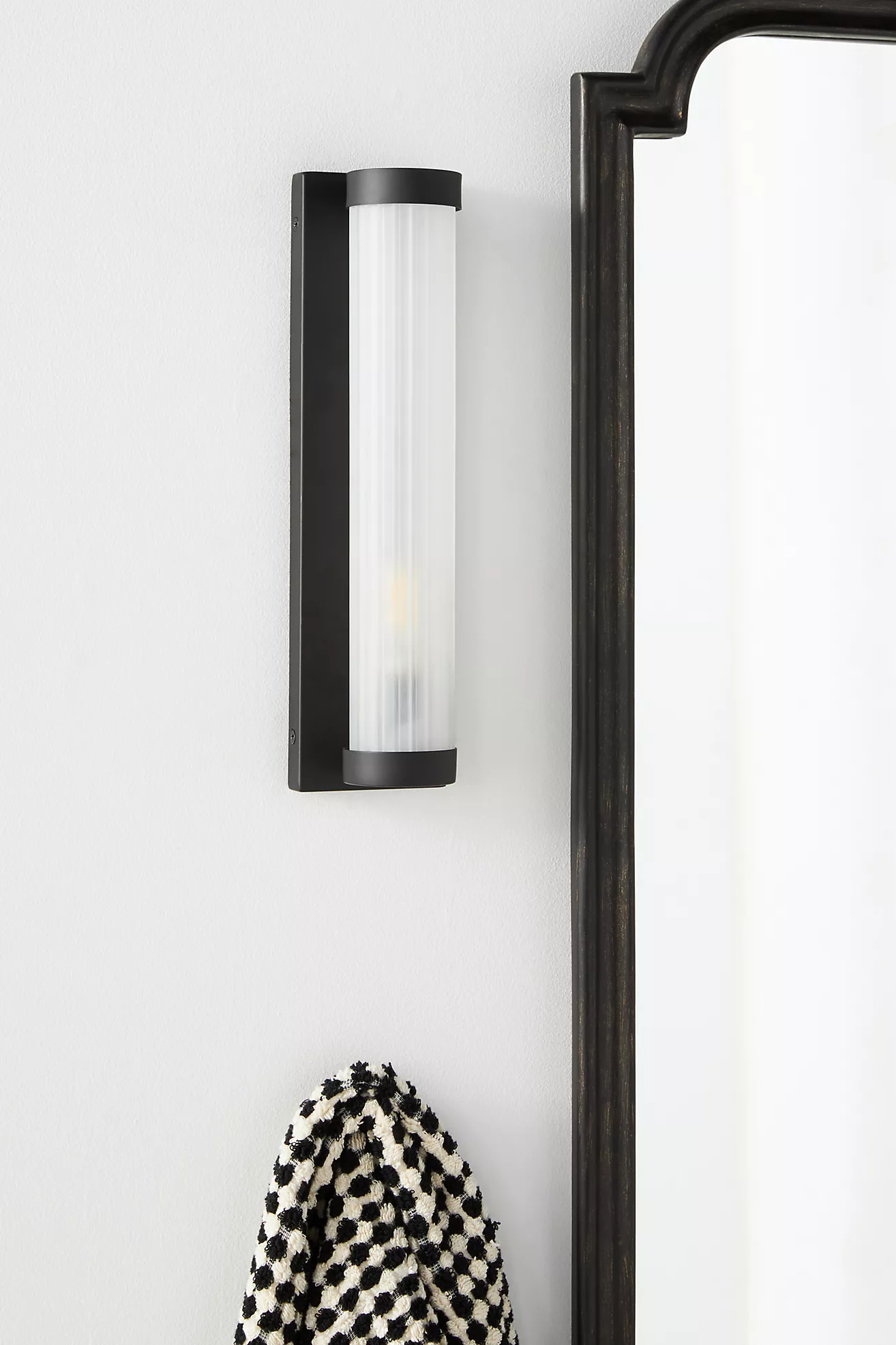 Elise Glass Metal Ribbed Sconce Wall Light