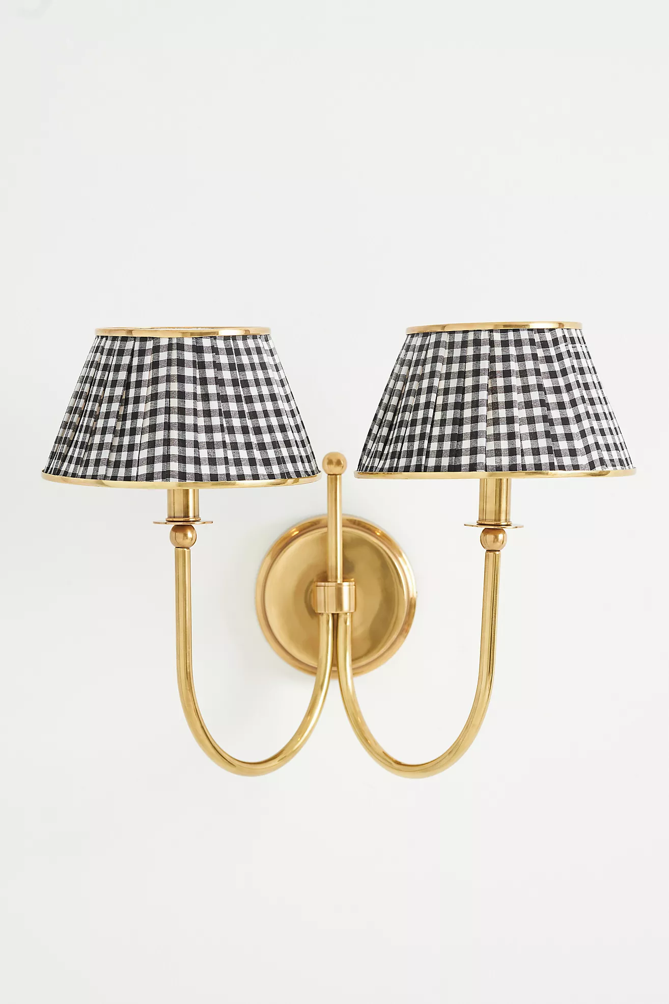 Lee Double-Articulating Shaded Brass Sconce Wall Light
