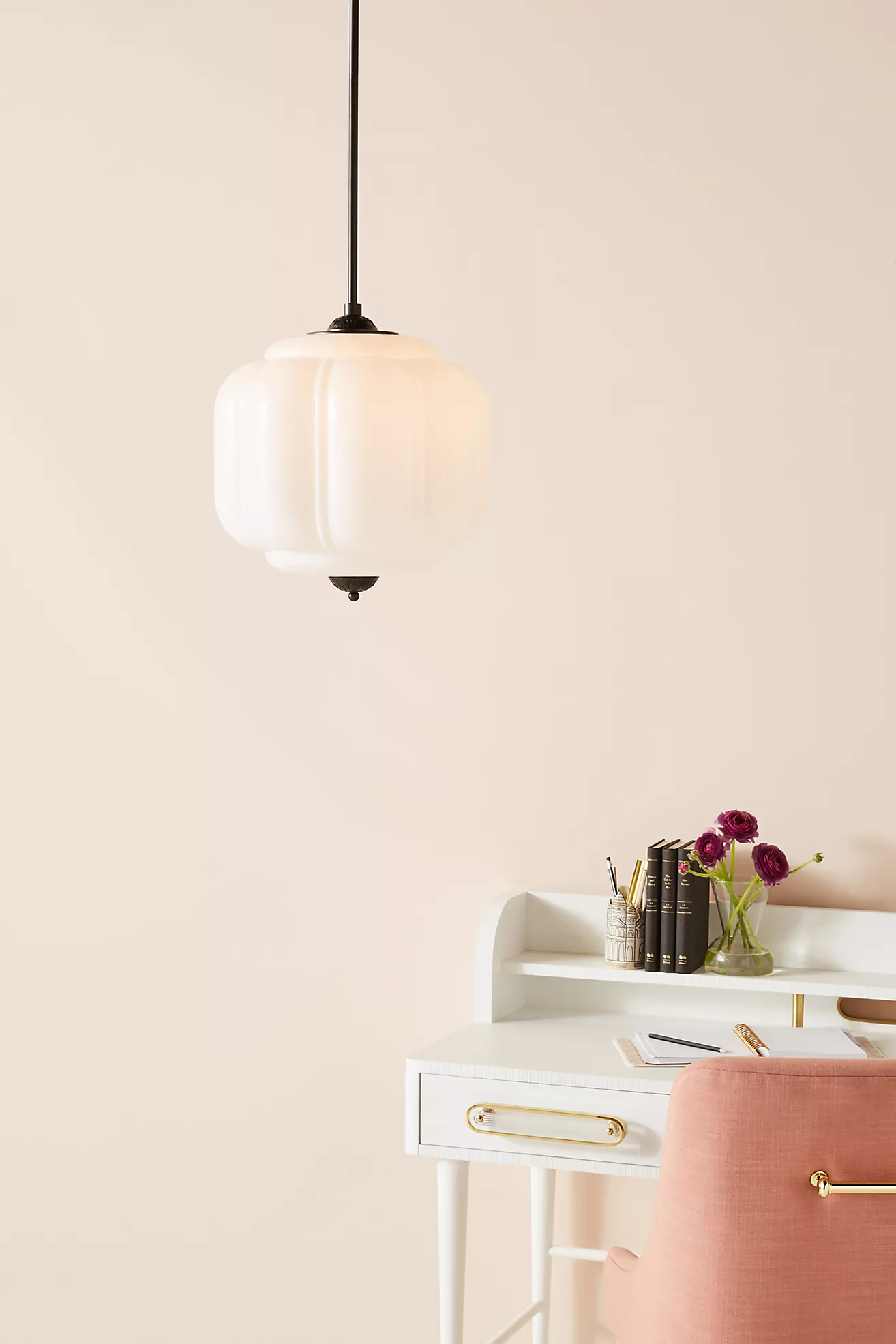 The Eloise Scallop Milk Glass Pendant Ceiling Light