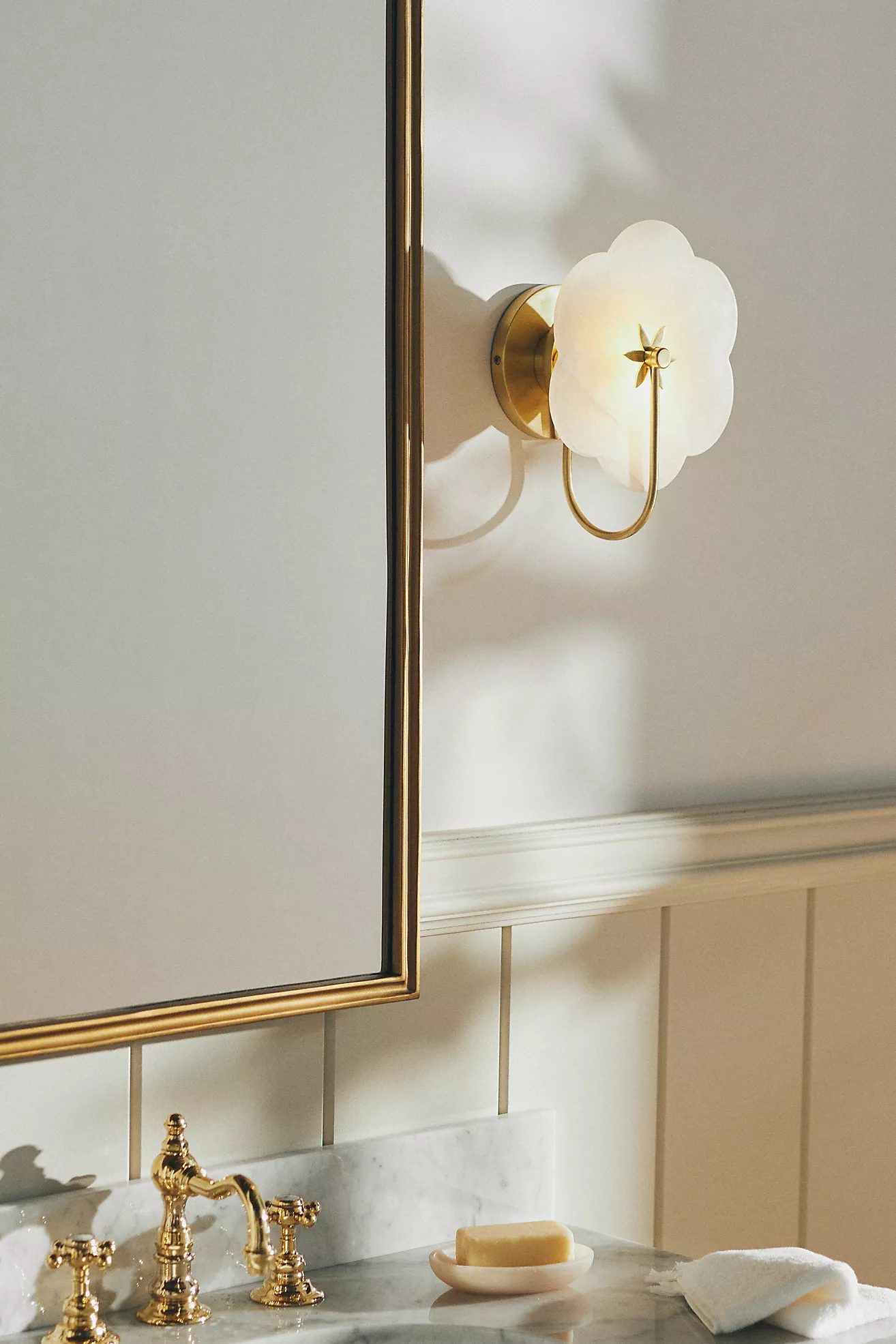 Leela Flower Alabaster Bath Sconce Wall Light