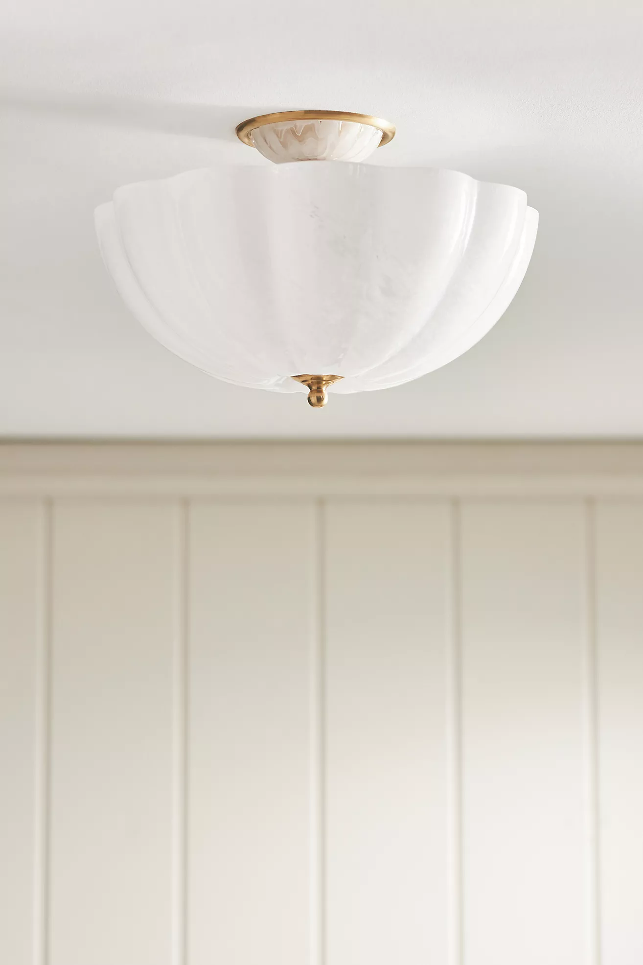 Rosehill Scalloped Glass & Brass Semi-Flush Mount