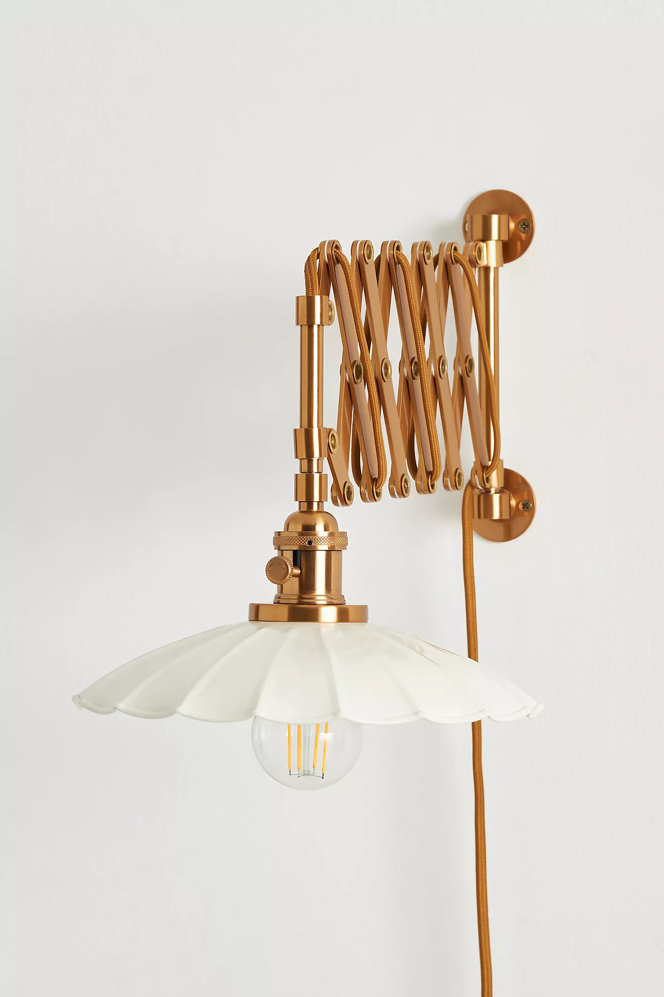 Greta Scalloped Accordian Plug-In Sconce Wall Light