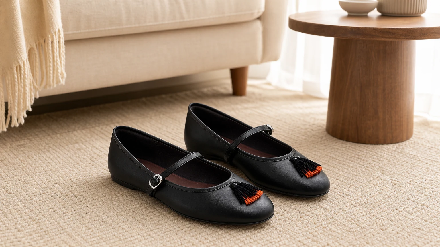 Scarpe basse Mary Jane dalla texture morbida in stile stile di vita