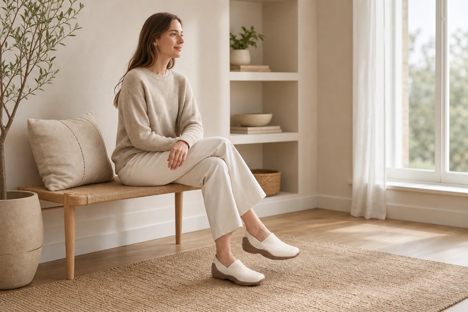 Slip-on-Schuhe in einer Produkt-im-Kontext-Lifestyle-Szene