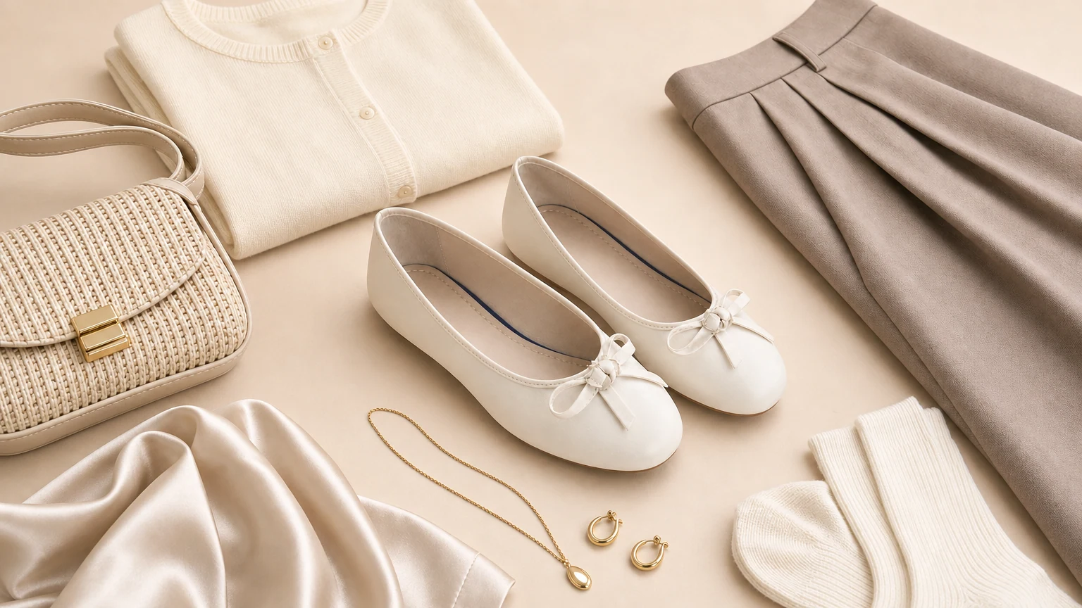 Ballerinas mit Schleifendetail, gestaltet in einer weichen horizontalen Heldenszene