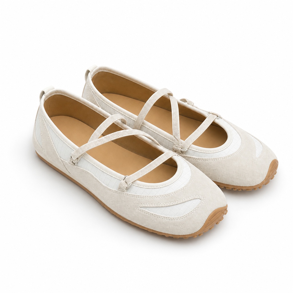 Ballerine con cinturino e punta quadrata color albicocca