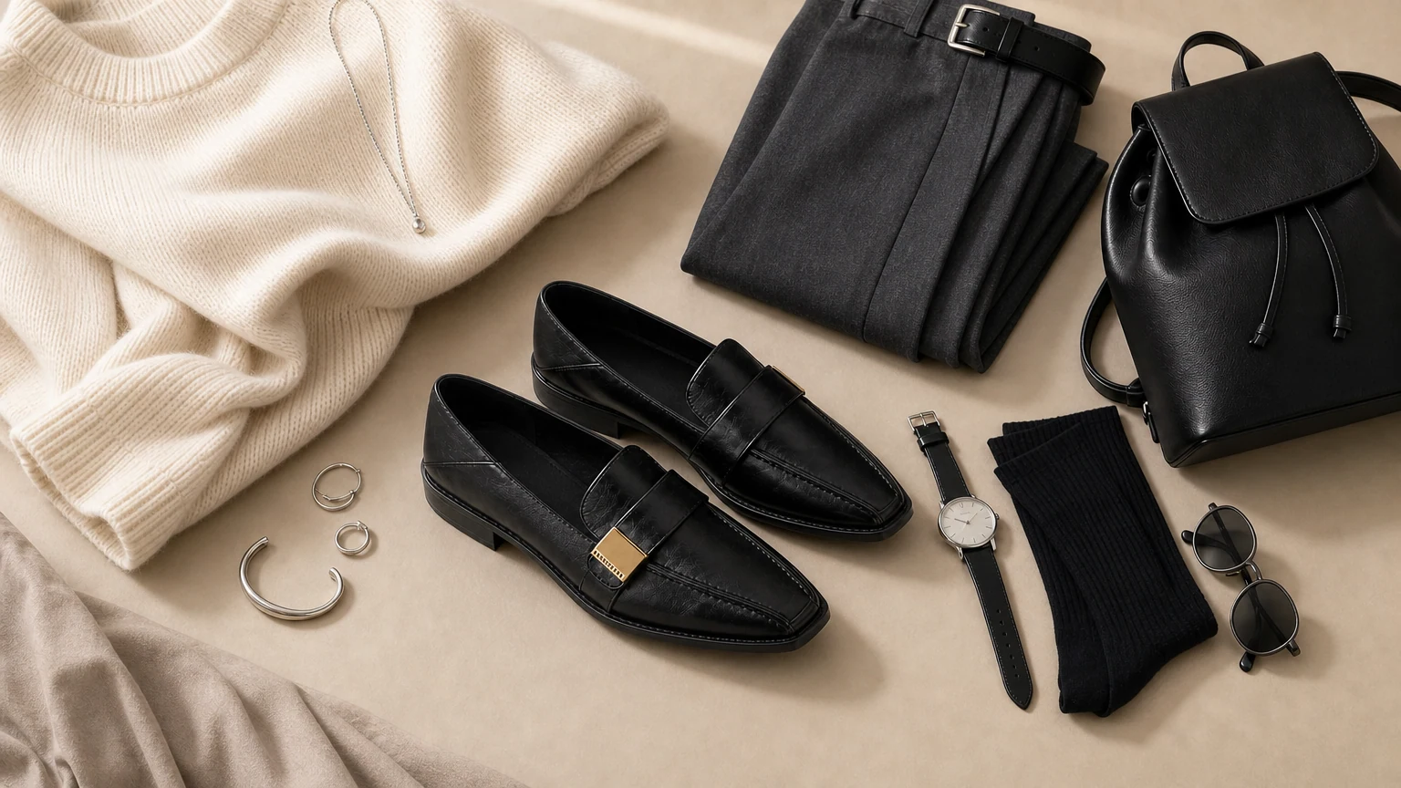 Vintage chic easy-on loafers styled in a horizontal scene