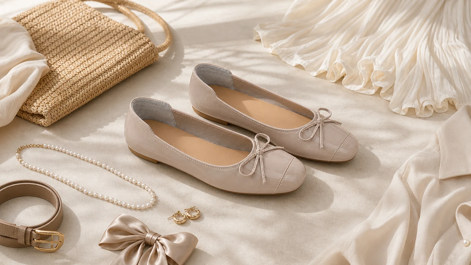 Lässige, flache Ballerinas mit runder Zehenpartie im weichen Lifestyle-Stil