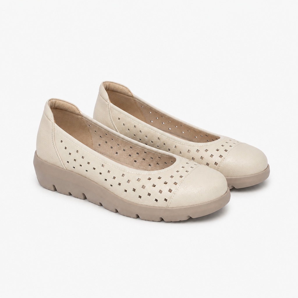 Belüftete Slipper in gebrochenem Weiß
