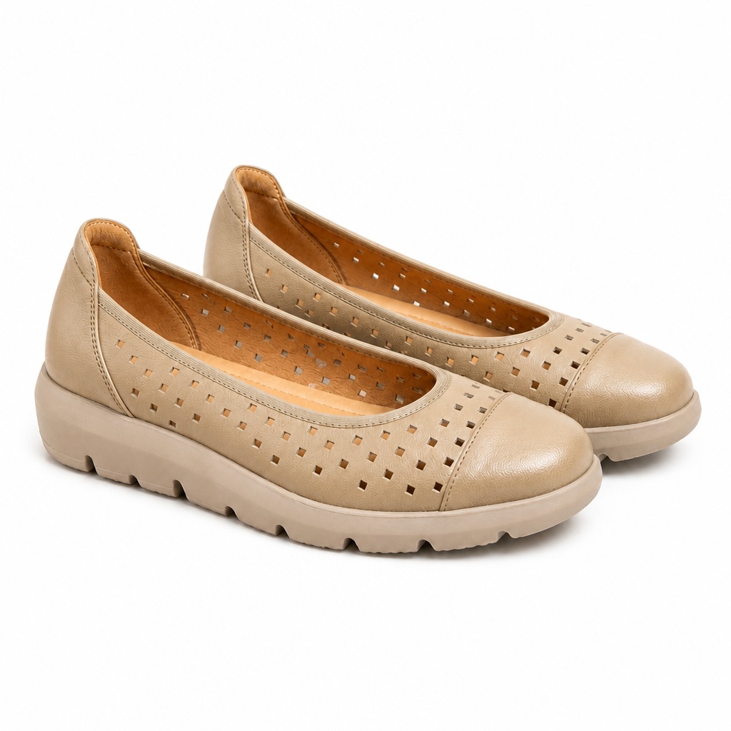 Aprikosenfarbene, belüftete Slipper