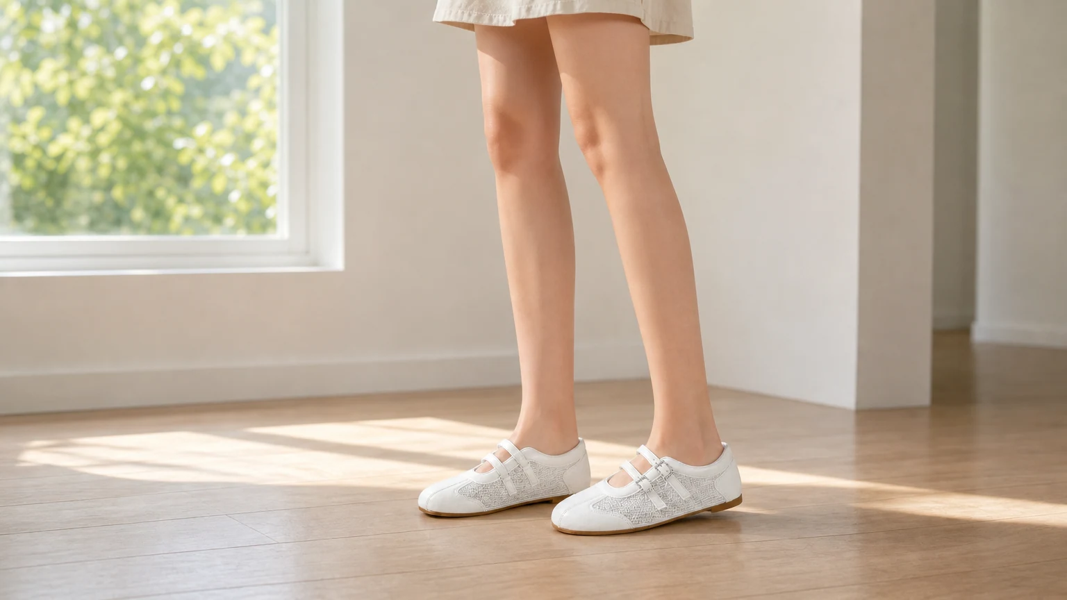 Baskets Mary Jane ballet à double bride pour femme dans un cadre lifestyle