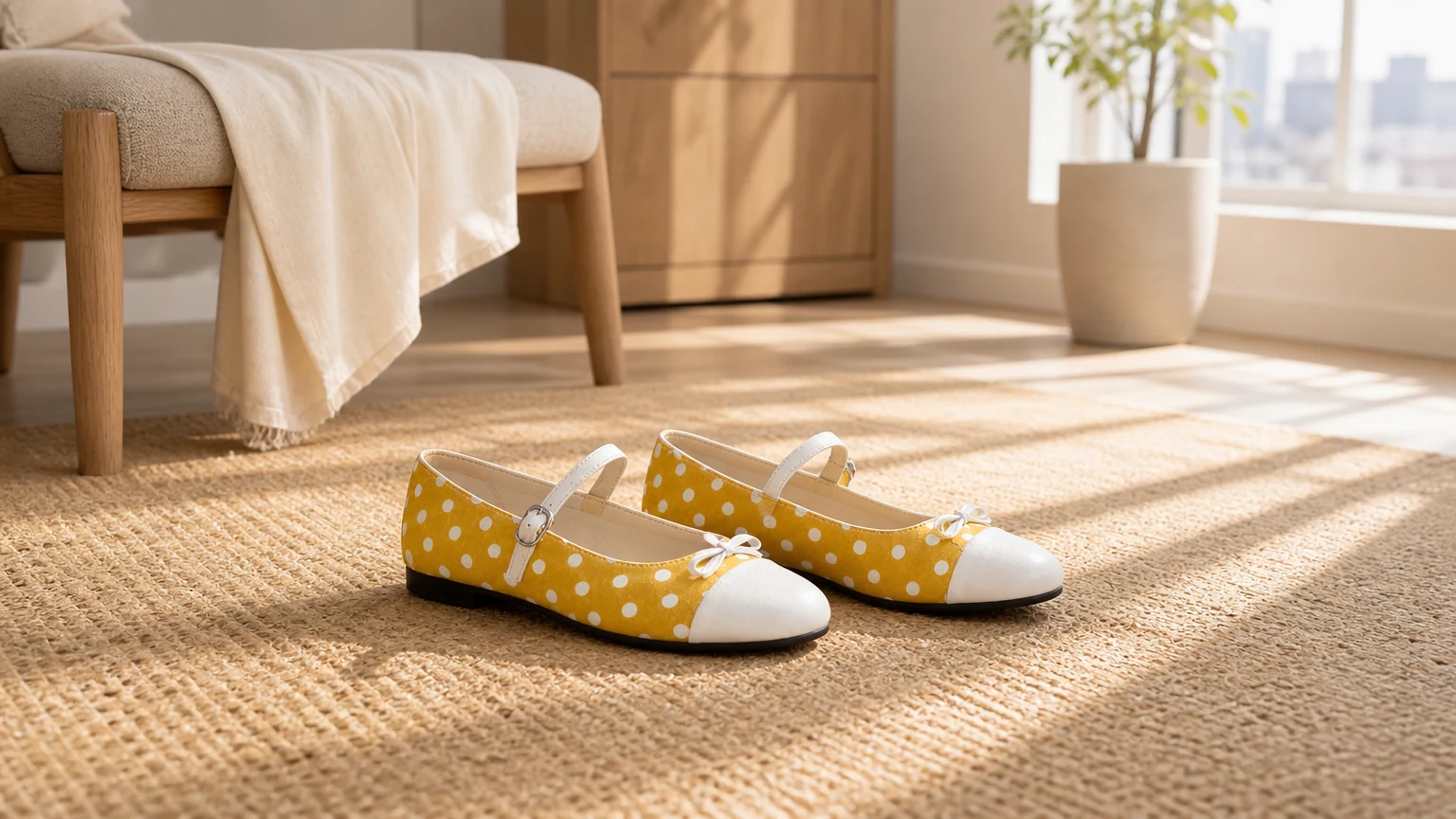 Zapatos planos Mary Jane de lunares con un estilo retro cálido