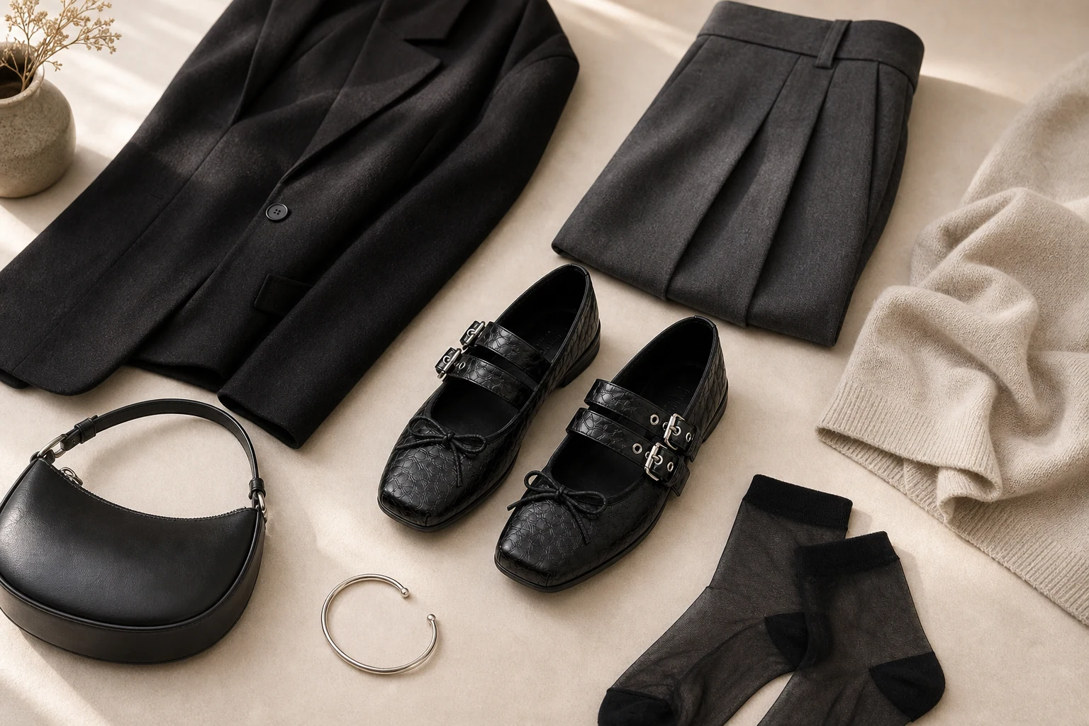 Mary Jane flats in a product-in-context lifestyle scene