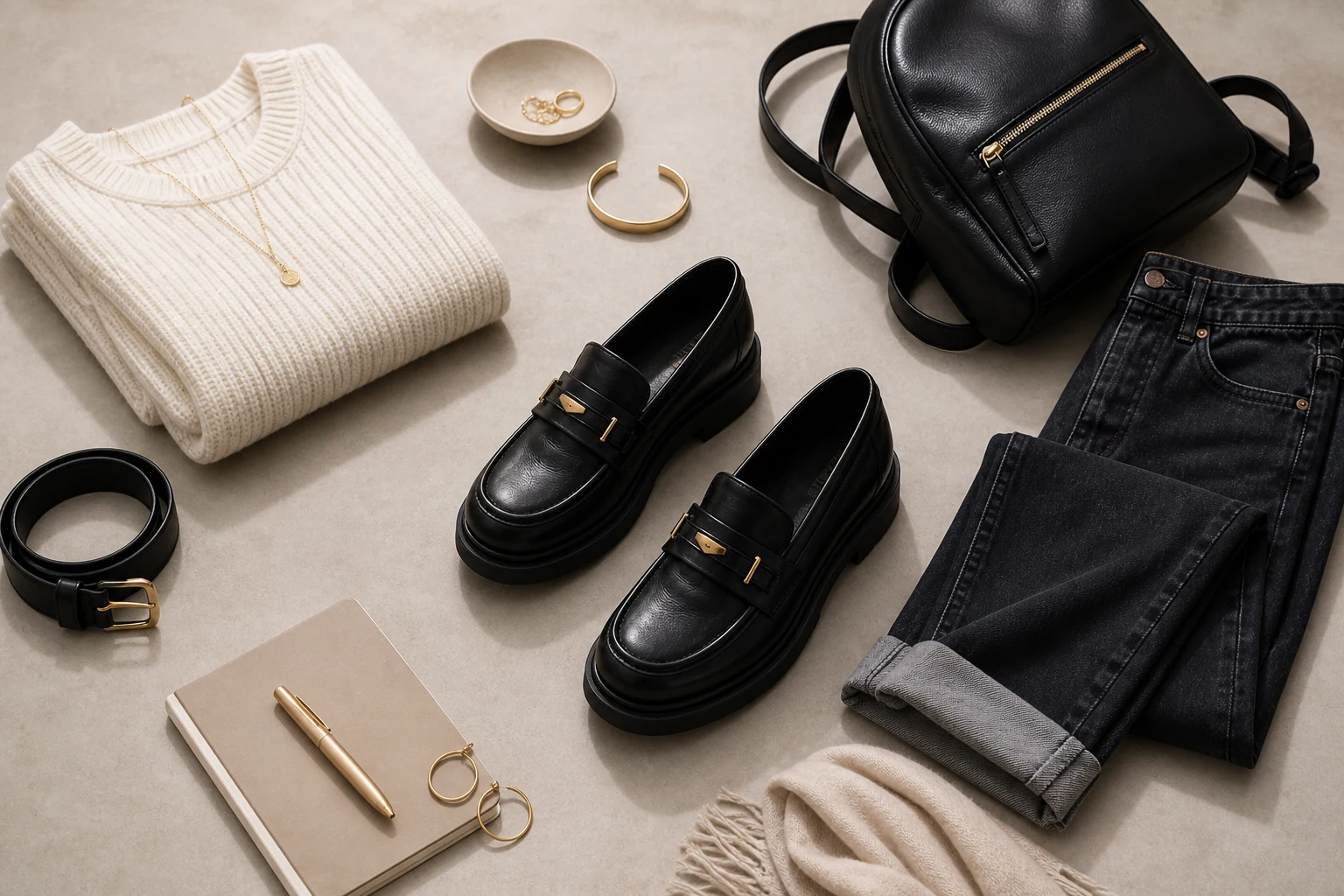 Des mocassins structurés dans une scène de style de vie