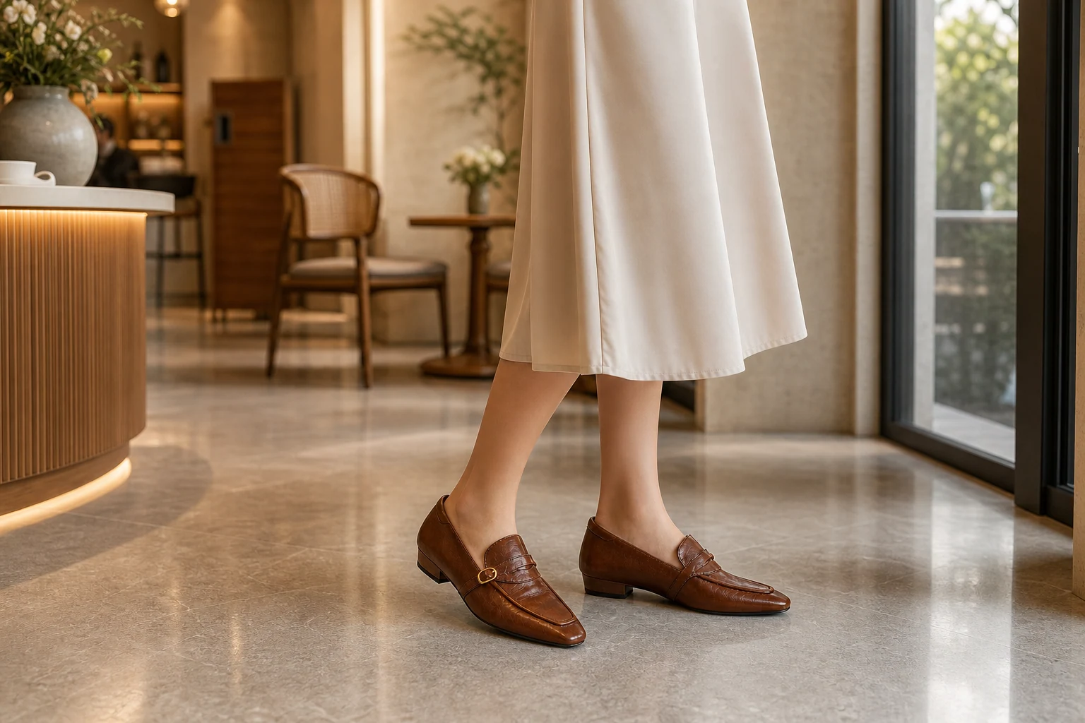 Bequeme Slip-On-Schuhe im Stil einer alltäglichen Lifestyle-Szene
