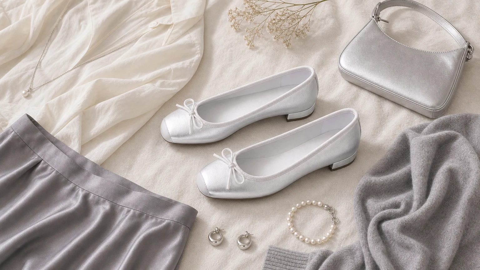 Weiche Ballerinas mit quadratischer Zehenpartie im horizontalen Lifestyle-Stil