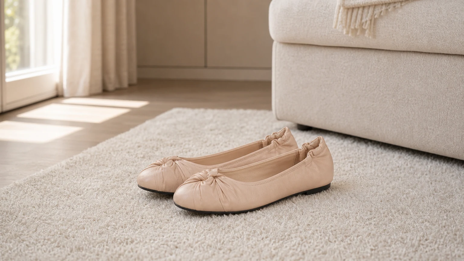 Ballerines plissées douces inspirées d'une scène de style de vie