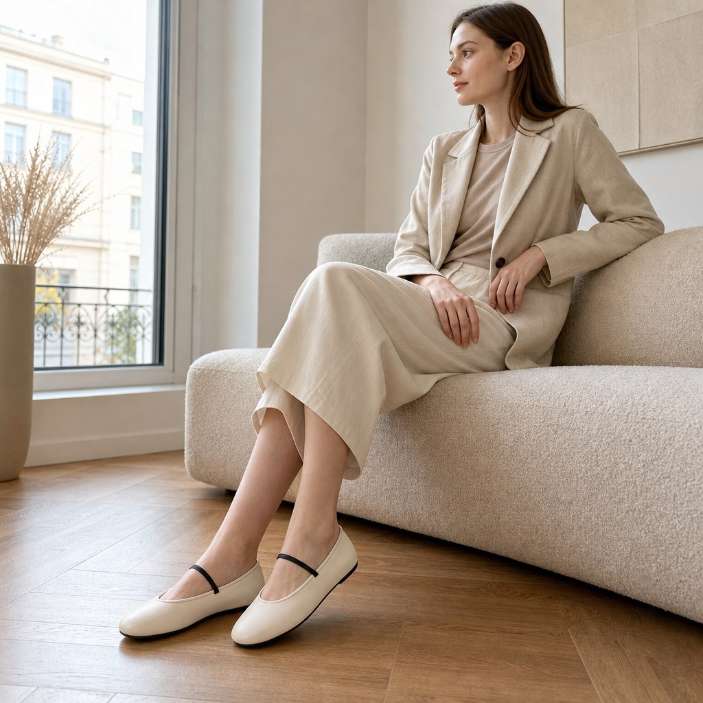 Mocassins en similicuir dans un cadre lifestyle avec l'intégralité du produit visible
