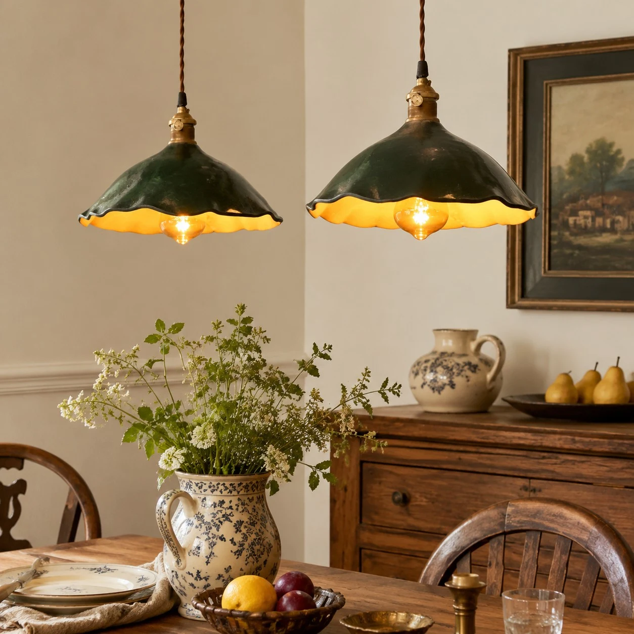 Leather pendant lamp in a modern living room scene